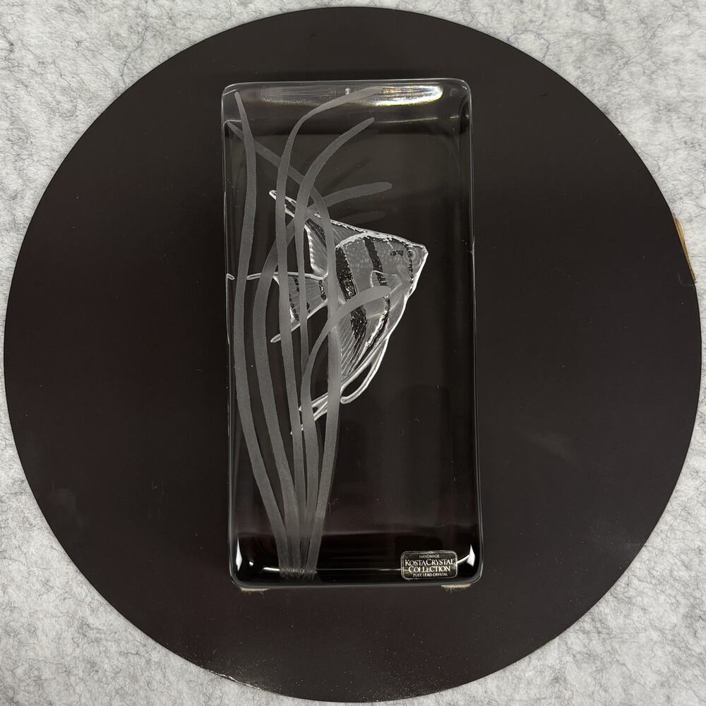 Kosta Boda Kjell Engman Angelfish Crystal Paperweight Sculpture Signed 98408